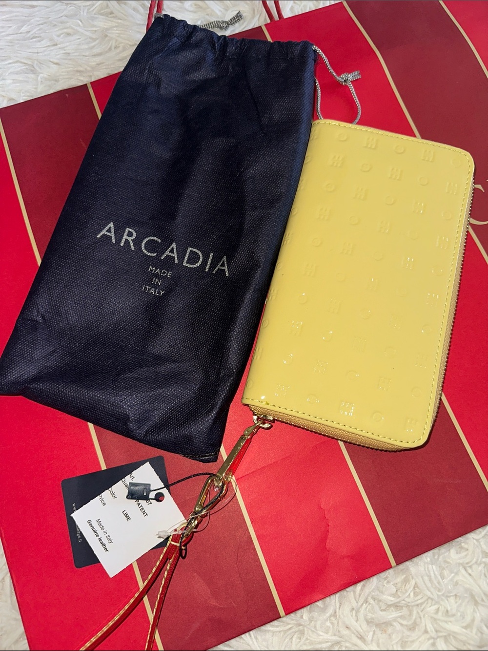 Arcadia Yellow Patent Zip-Around Wristlet Wallet with Detachable Strap